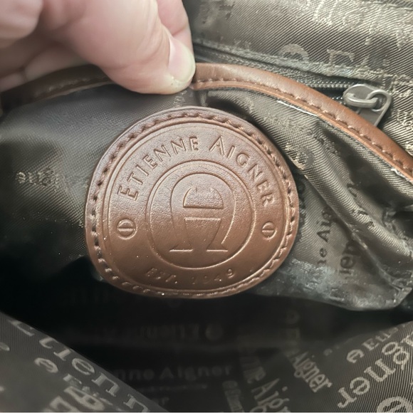 Etienne Aigner Designer Signature Logo Woman’s Purse Satchel Shoulder Bag Brown - Picture 14 of 14